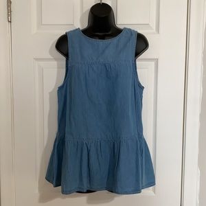 NWT Beach Lunch Lounge Lee Sleeveless Tiered Chambray Top Sz M